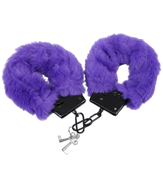 Doc Johnson Purple Fluff Cuffs | Soft Bondage Handcuffs for Safe Play Adventures