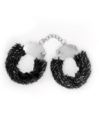Crushious Spangle Black Metal Handcuffs with Soft Plush - Crushious
