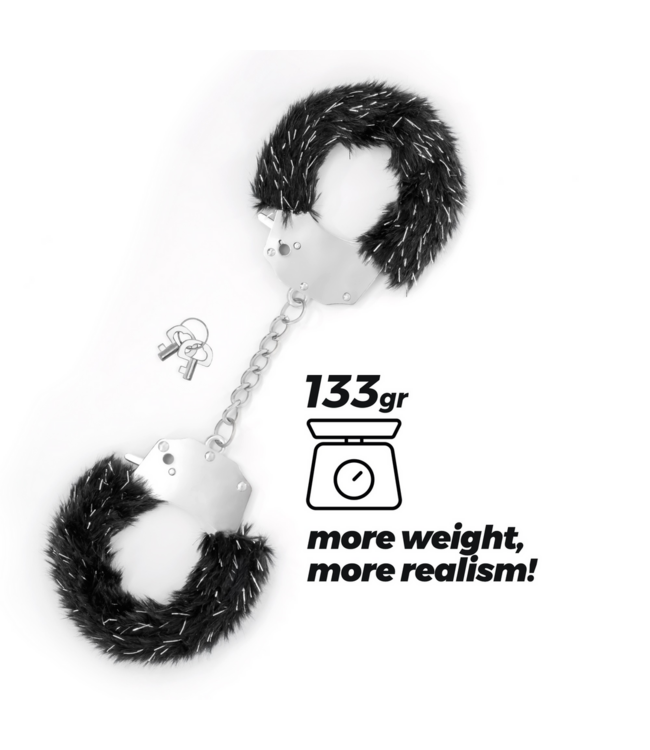 Crushious Spangle Black Metal Handcuffs with Soft Plush - Crushious