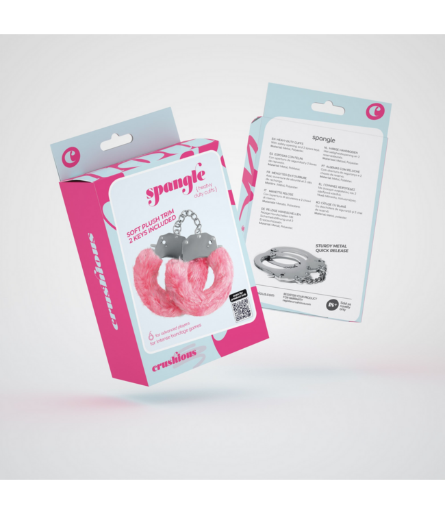 Crushious Spangle Pink Plush Handcuffs - Adjustable, Safe, & Stylish Role Play