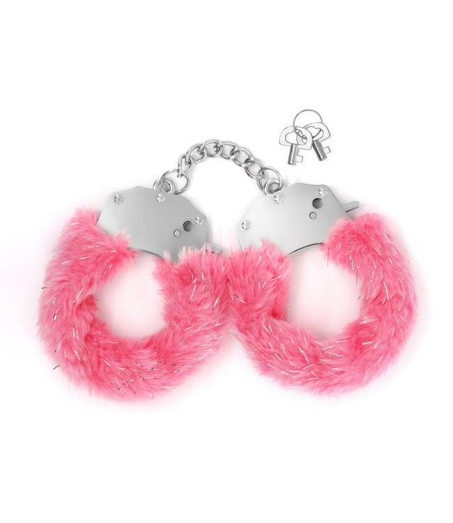Crushious Spangle Pink Plush Handcuffs - Adjustable, Safe, & Stylish Role Play