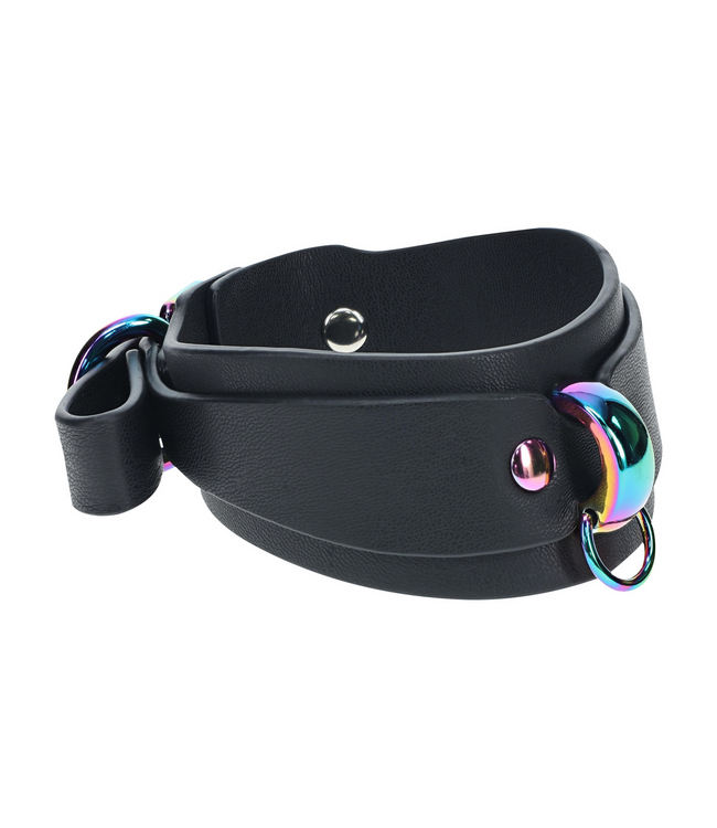 Ouch! Venice Collection Adjustable Ankle Cuffs - Black Iridescent Style