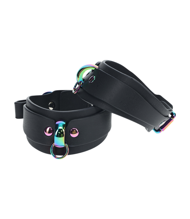 Ouch! Venice Collection Adjustable Ankle Cuffs - Black Iridescent Style