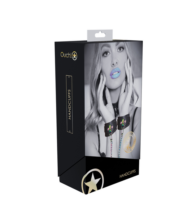 Ouch! Ouch! Venice Luxe Gelamineerde Leer Handboeien Met Iriserende Hardware Zwart