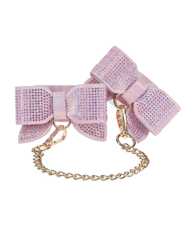 Ouch! Ouch! Paris Edition Roze Gelamineerde Leren Handboeien Met Iriserende Hardware