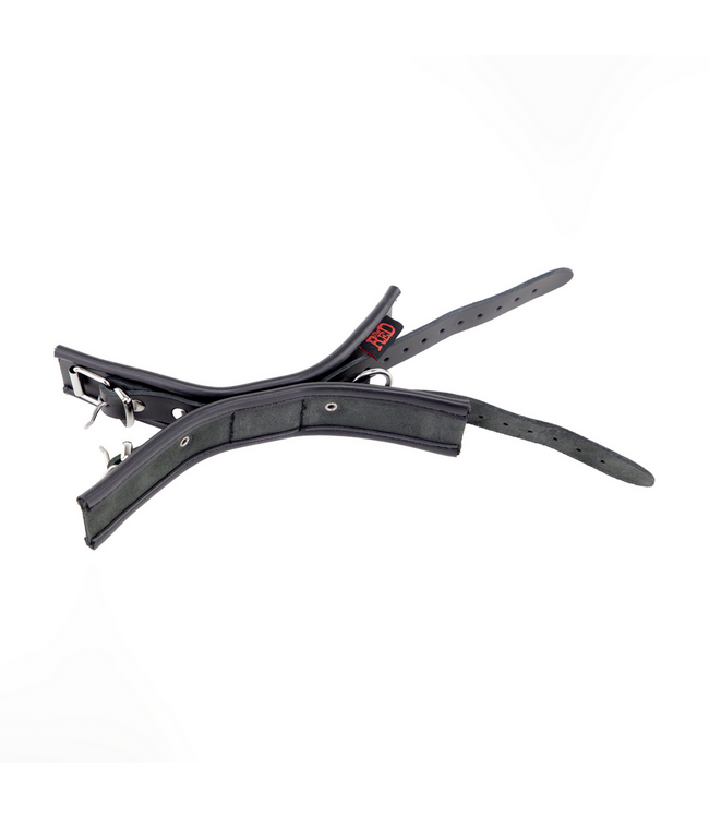 Red Leather Stylish Black Leather Double Handcuffs - Durable & Comfortable Design