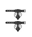 Ouch! Zwarte Bonded Leather Handboeien Met Afneembare Ketting En Schedeldesign
