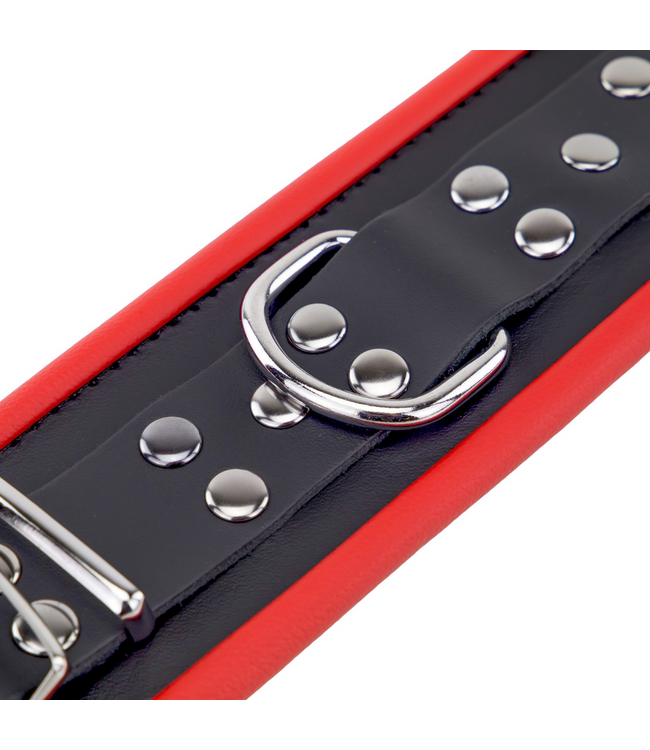 Red Leather Elegante Lederhandschellen in Rot/Schwarz – Verstellbar & Komfortabel