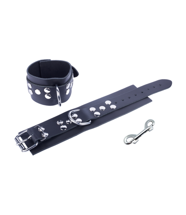 Red Leather Plantaardig Gelooide Lederen Ultra Hand- En Enkelboeien Zwart 6cm Breed