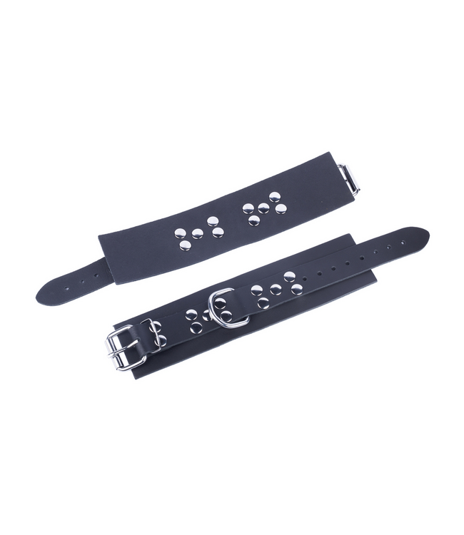 Red Leather Plantaardig Gelooide Lederen Ultra Hand- En Enkelboeien Zwart 6cm Breed
