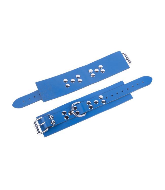 Red Leather Zelle Ultra-Lederhandschellen Blau – Verstellbar & Komfortabel für SM-Spielchen