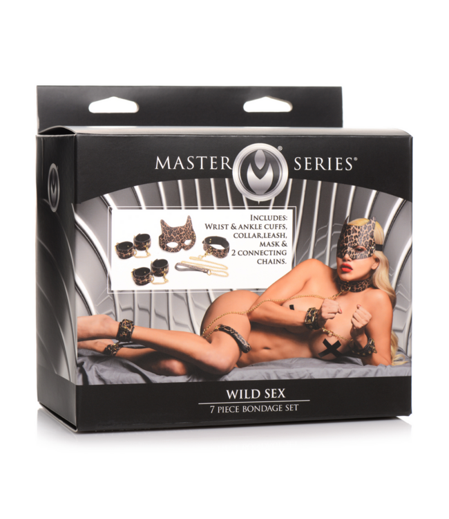 XR Brands Wild Leopard Print 7-Piece Bondage Set - Stylish & Versatile Fun!