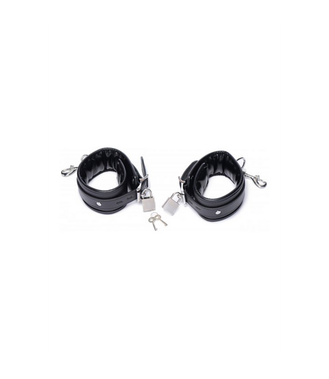 XR Brands Black Squat Spreader Bar with Ankle Cuffs & Dildo for Intimate Play