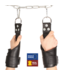 Red Leather Premium Black Leather Suspension Handcuffs with Carabiners - 100kg Capacity