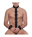 Ouch! Adjustable Black Restraint Harness with Collar & Handcuffs for Bondage