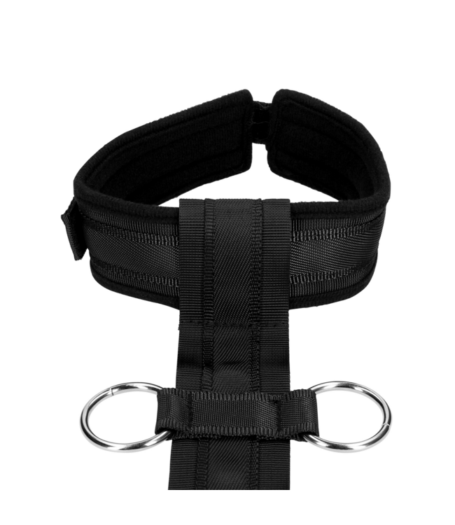 Ouch! Verstellbares Fesselgeschirr mit Halsband und Handschellen – Schwarz