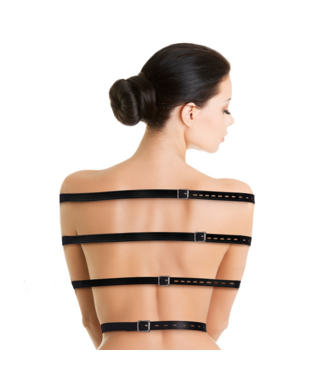 Ouch! Full Body Bondage Set Zwart Met 7 Verstelbare PU-Leer Riemen