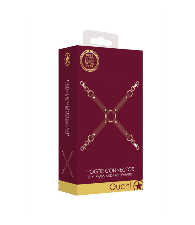 Ouch! Connector Hogtie Luxe Lederlook Rood Met Gouden Accenten | Ouch Halo