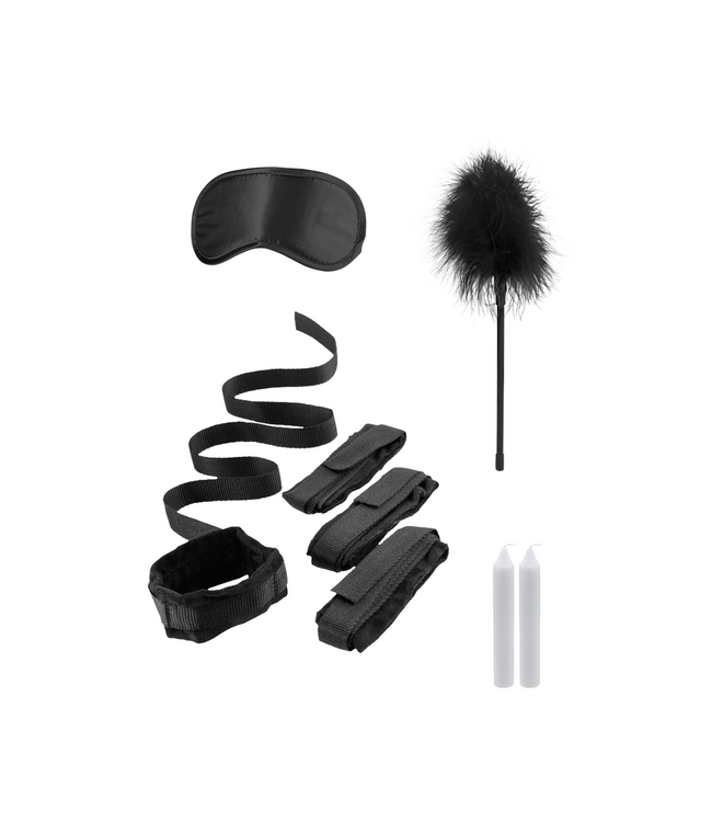 Ouch! Kinky Velvet Bed Restraint Set with Satin Mask & Tickler for Fun!
