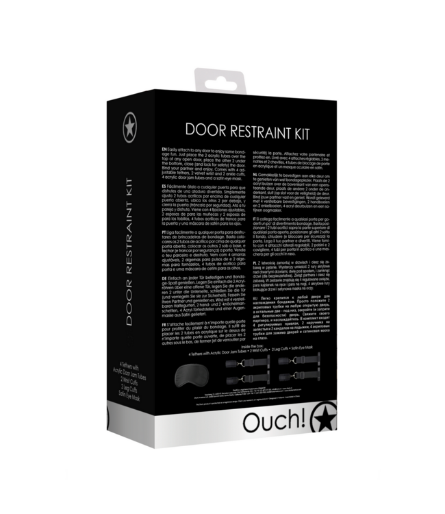 Ouch! Bondage Door Security Set: Safe Fun with Adjustable Cuffs & Accessories
