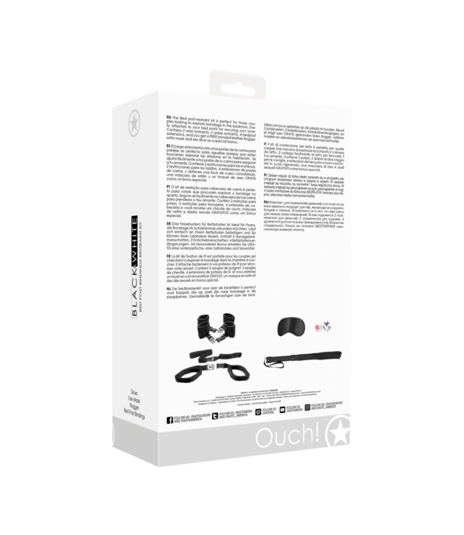 Ouch! Complete Bed Post Restraint Set Zwart Met Pols- En Enkelboeien En Accessoires