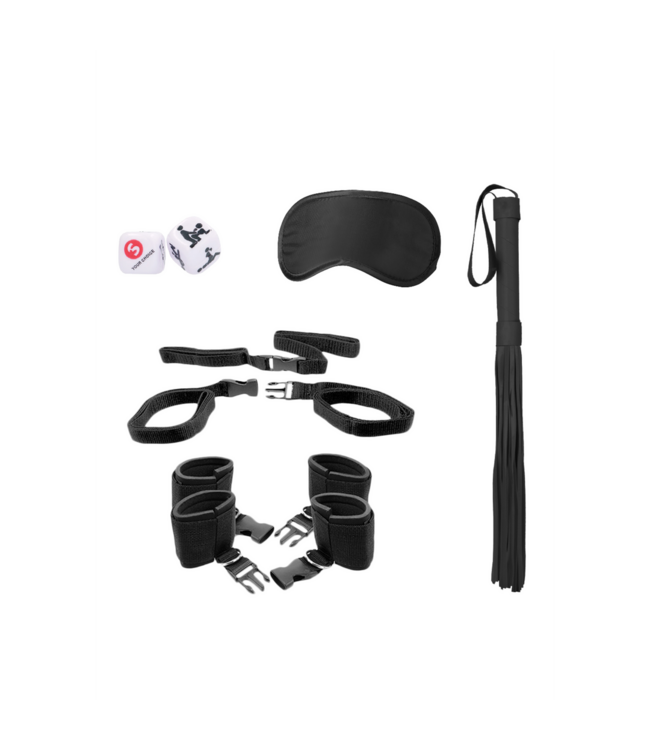 Ouch! Black Bed Pole Restraints Set | Complete BDSM Kit with Free Accessories