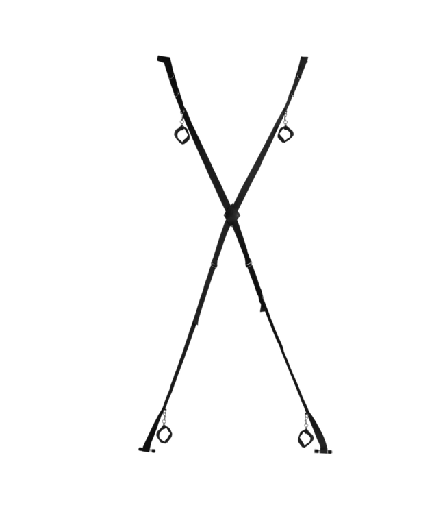 Ouch! Verstelbaar Over De Deur Bondage X-Kruis Met D-Ringen Zwart