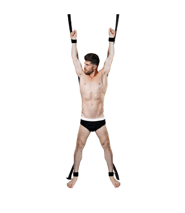 Ouch! Adjustable Over Door Bondage Cross - Versatile BDSM Cuffs for Couples