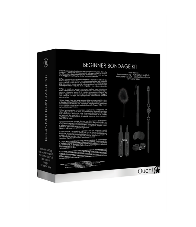 Ouch! Complete Bondage Starter Set Voor Koppels Met Hand- En Beenboeien, Flogger En Oogmasker