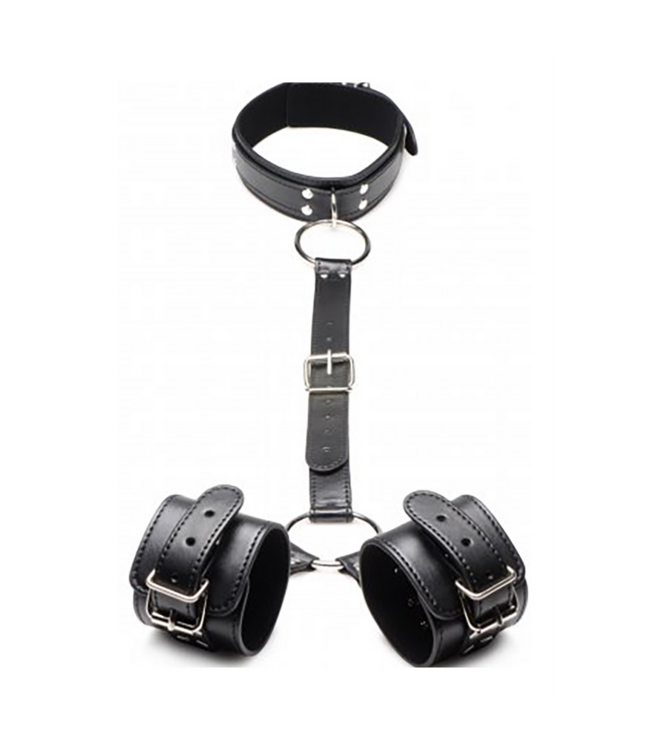 XR Brands Neck To Wrist Set Van Vegan PU-Leer Met Comfortabele Voering