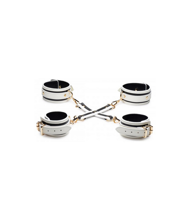 XR Brands Witte PU Glowing Hog Tie Bondage Set Voor Veilig BDSM Plezier