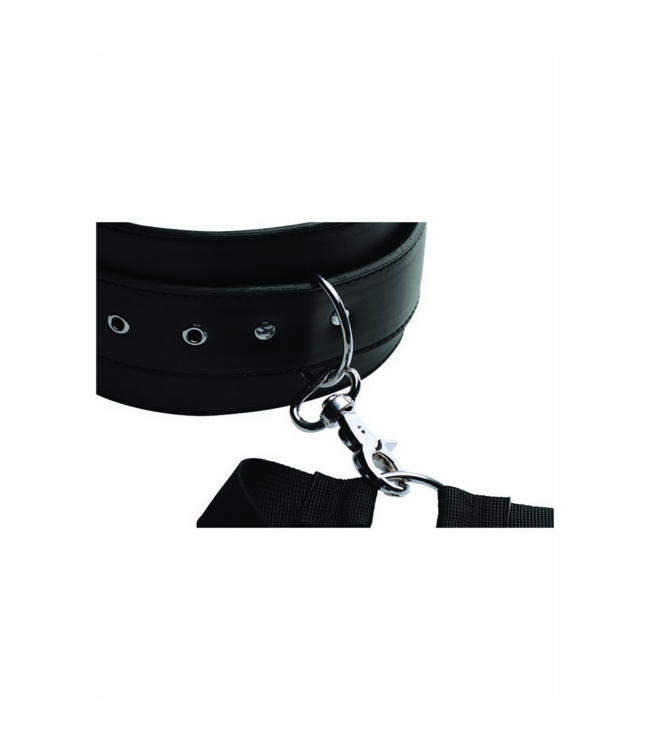 XR Brands Adjustable Thigh Harness & Wrist Cuffs - Comfort & Control in Black
