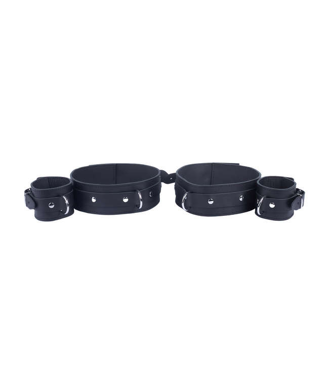 Red Leather Genuine Leather Thigh Restraints - Durable & Comfortable, Black