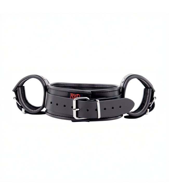 Red Leather Stylish Black Leather Neck and Handcuffs - Durable European Craftsmanship