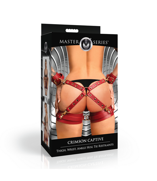 XR Brands Rode Vegan Bondage Boeien Van PU-Leer Met Stalen Bevestiging – XR Brands