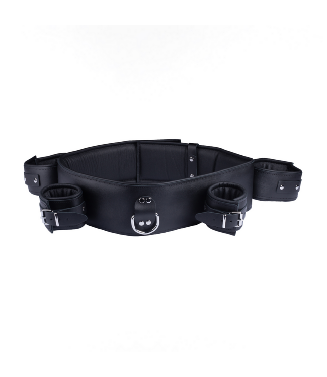 Red Leather Luxurious Black Leather Arm & Wrist Restraints for Comfortable Bondage