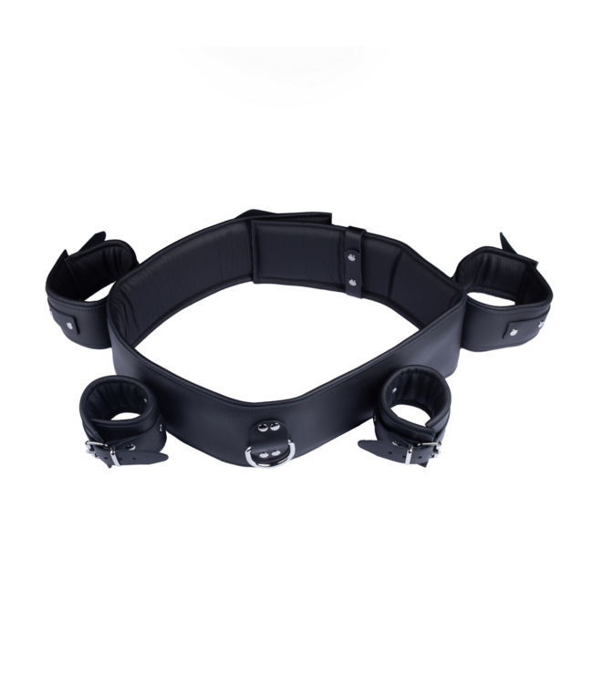 Red Leather Luxuriöse Rindsleder-Arme- und Handgelenkfesseln in Schwarz für BDSM-Erlebnisse