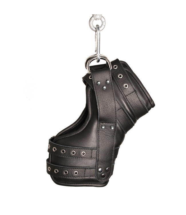 Red Leather Elegantes 2er Set aus stabilen schwarzen Leder-Beinaufhängern für BDSM