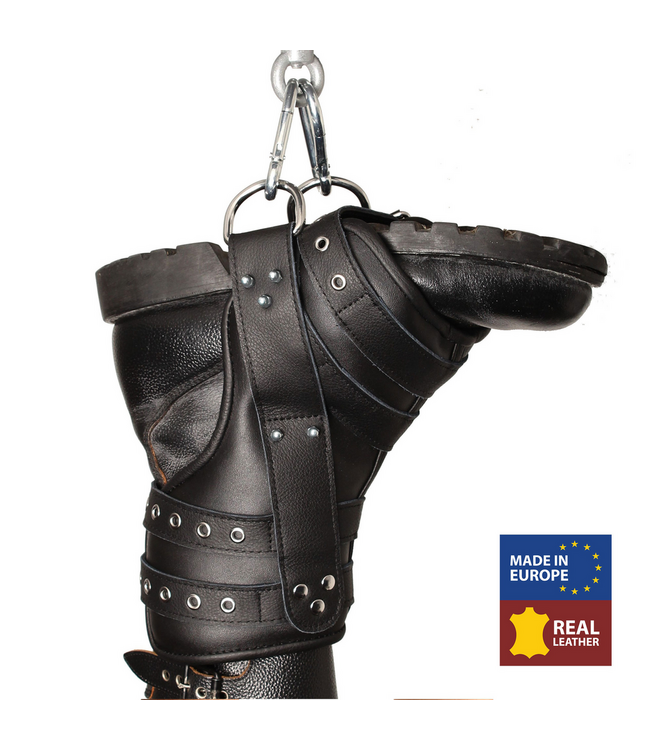 Red Leather Set Van 2 Zwarte Plantaardig Gelooide Leren Beenhangers Tot 130 Kg