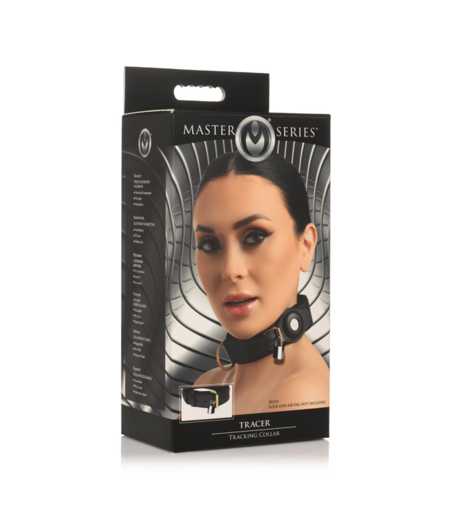 XR Brands Discrete Faux Leer Tracking Halsband Verstelbaar Zwart XR Brands
