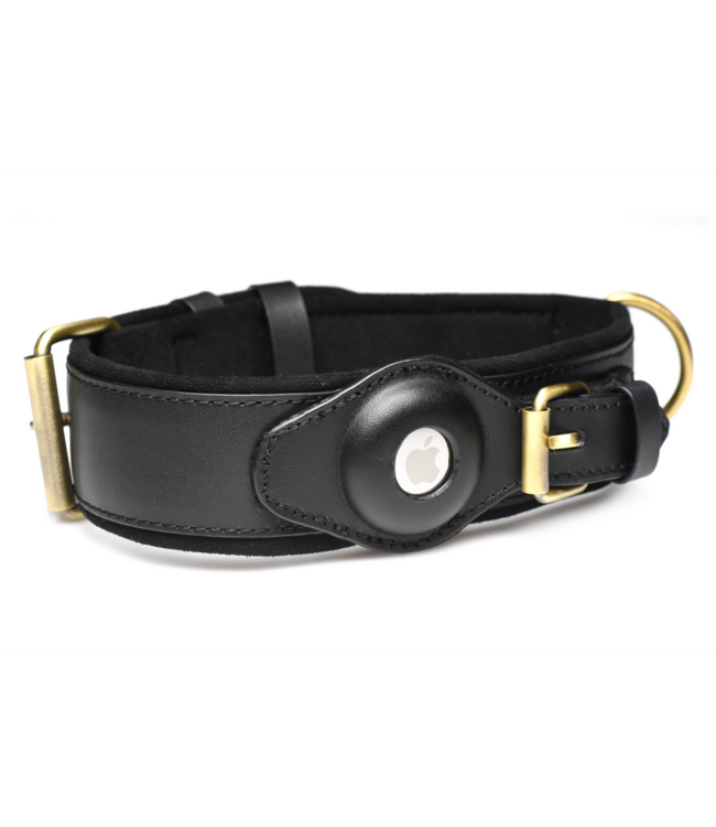 XR Brands Discrete Faux Leer Tracking Halsband Verstelbaar Zwart XR Brands