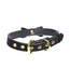 XR Brands Stylish Black/Gold Cat Collar with Bell & Bow - Soft PU Leather