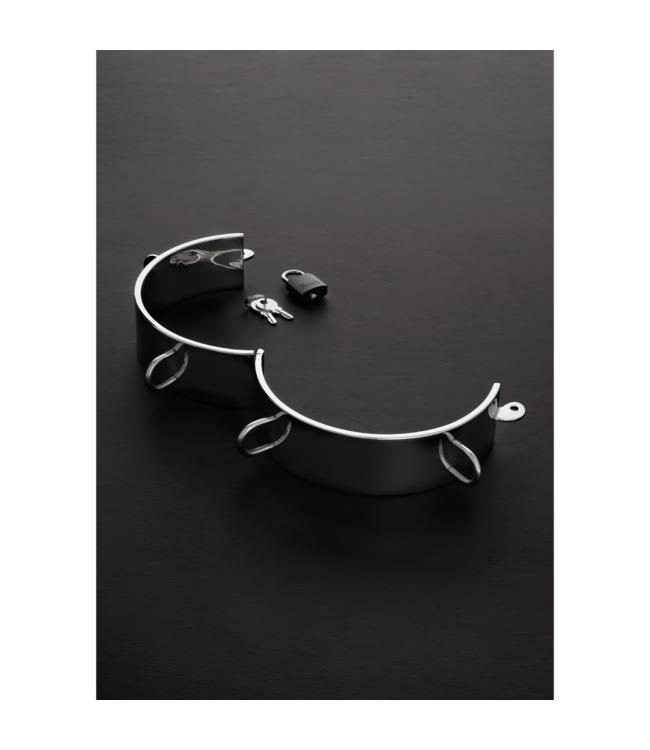 Steel by Shots Elegantes Sklavenhalsband aus Edelstahl mit D-Ringen für Bondage-Spiel