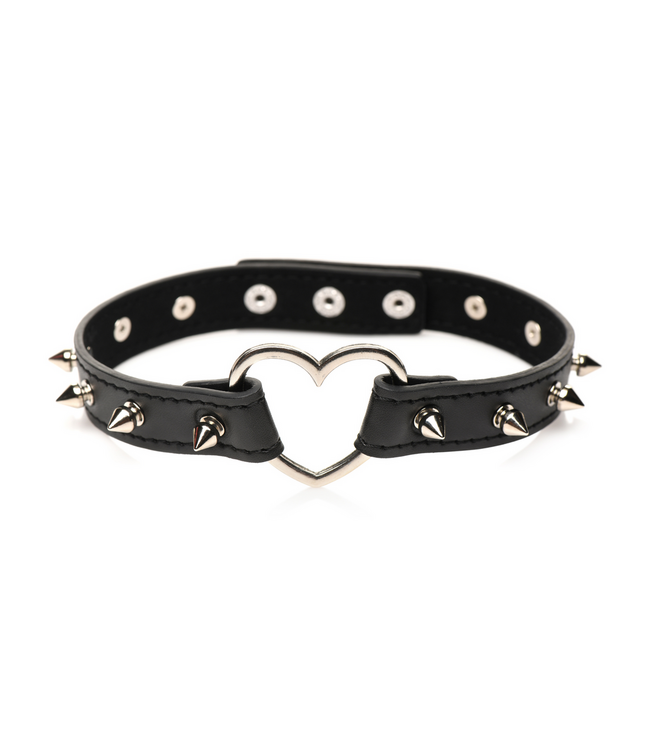 XR Brands Verstellbarer Spiked Heart Choker Schwarz – Elegantes Statement-Accessoire
