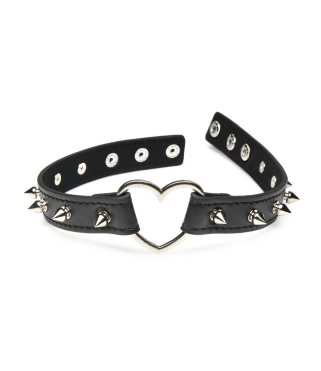 XR Brands Verstellbarer Spiked Heart Choker Schwarz – Elegantes Statement-Accessoire