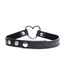 XR Brands Zwarte Chrome Heart Choker Met Metalen Hart – Nikkelvrij, PU-Leer & Staal