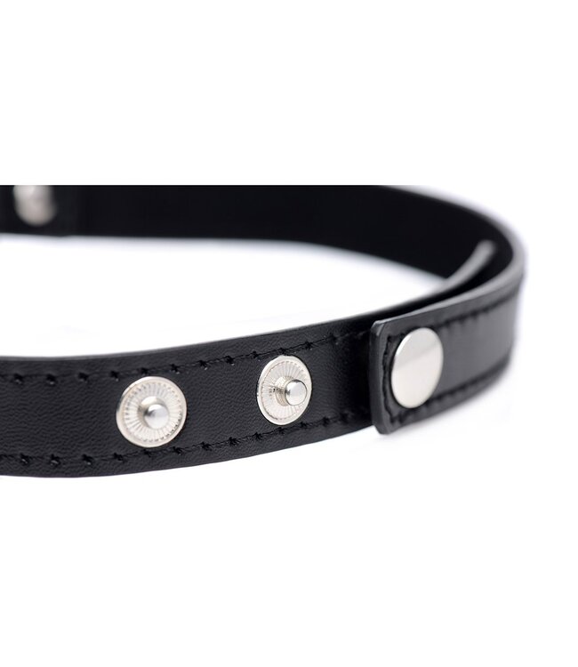 XR Brands Zwarte Chrome Heart Choker Met Metalen Hart – Nikkelvrij, PU-Leer & Staal