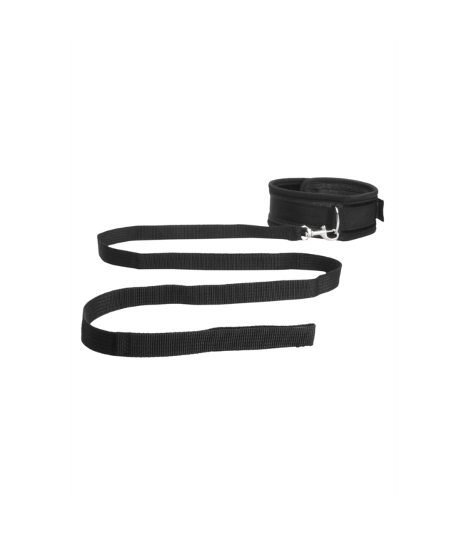 Ouch! Verstelbare Zwarte Bondage Halsband Met Controleerbare Lijn 120 cm