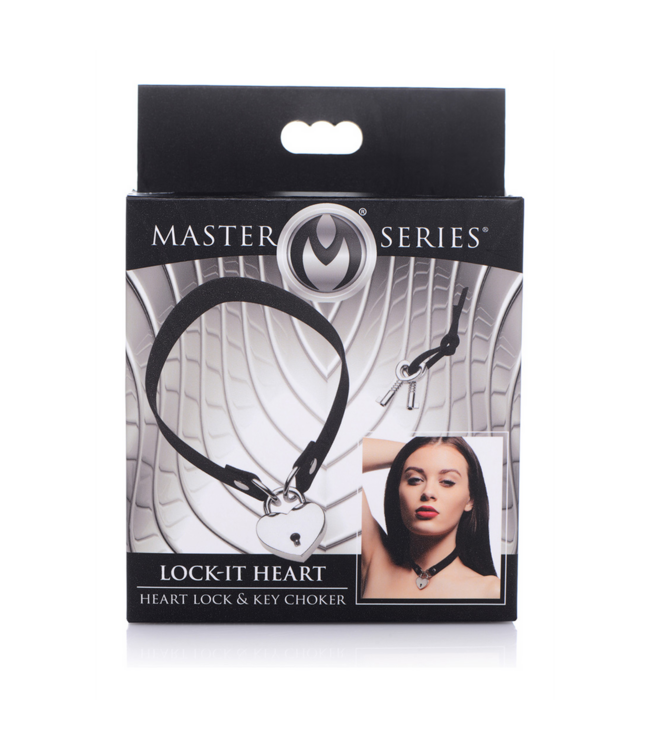 XR Brands Heart Lock & Key Choker with Comfortable Heavy Hitter Butt Plugs