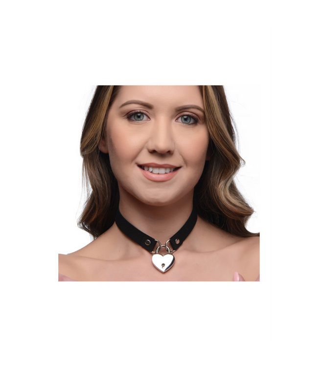XR Brands Heart Lock & Key Choker with Comfortable Heavy Hitter Butt Plugs